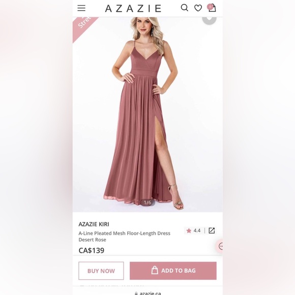 Azazie Bridesmaid Dress in Desert Rose. Size A0. - Picture 3 of 4